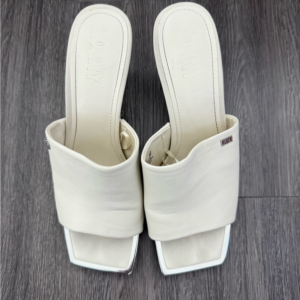 DKNY Women's White Mules